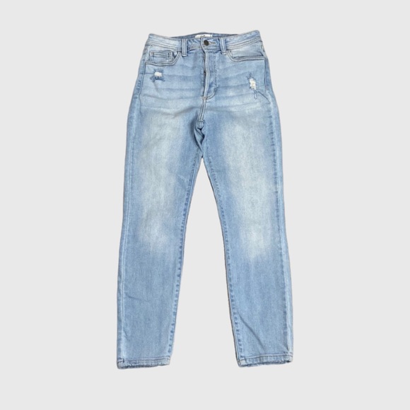 Cello Jeans Cello Light Wash High Rise Buttonfly Straight Leg Jeans